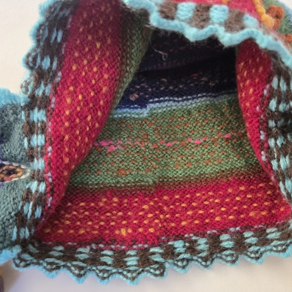 Alpaca wool peruvian chullo winter hand knitted hat for kids size 2T to 4T
